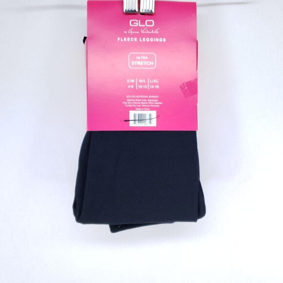 Glo Fleece Leggings Size M/L (10-12) Black Ultra Stretch By Gloria Vanderbilt - Picture 2 of 6